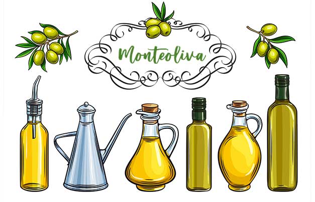 Dibujos de diferentes botellas de Monteoliva